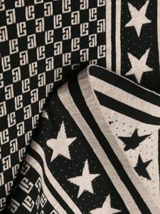 Balmain monogram-pattern merino wool scarf - EDK BLACK