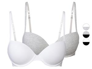 esmara 2 dames beugel BH's (Zwart/wit, 85B)