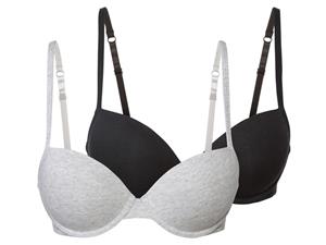 esmara 2 dames beugel BH's (Zwart/grijs, 85B)