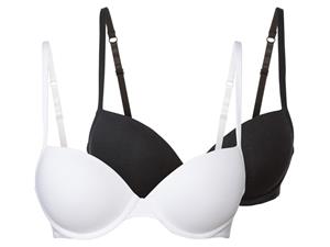 esmara 2 dames beugel BH's (Zwart/wit, 75B)