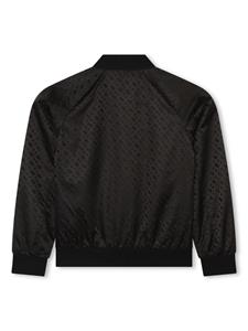 BOSS Kidswear monogram-jacquard zipped bomber jacket - Zwart