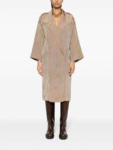 CHANEL Pre-Owned 1990s metallic silk shirtdress - Bruin