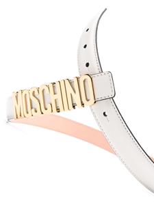 Moschino Leren riem met logo - Beige