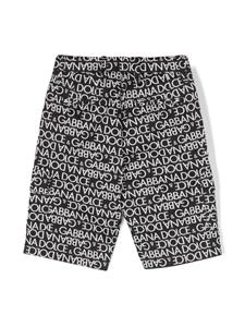 dolce&gabbanakids Dolce & Gabbana Kids Shorts met monogram-print - Zwart