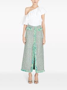 Giambattista Valli frayed-detail tweed skirt - Groen