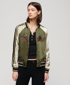 Superdry Vrouwen Suikajan Bomberjack met Borduursel Groen