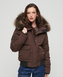 Superdry Vrouwen Everest Pufferbomberjack met Capuchon Bruin