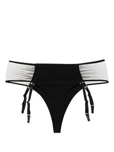 Maison Close suspender-straps sheer-panels thong - Zwart