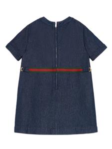 Gucci Kids logo-embossed denim dress - Blauw