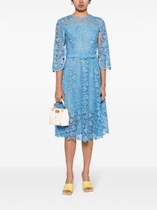 oscardelarenta Oscar de la Renta Midi-jurk met bloemenkant - Blauw