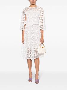 oscardelarenta Oscar de la Renta Midi-jurk met bloemenkant - Wit