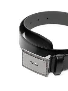 BOSS logo-emed reversible leather belt - Zwart