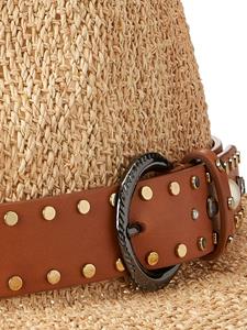 maisonmichel Maison Michel Rico str fedora hoed met ceintuur - Beige