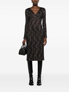 Missoni Midi-jurk met visgraat patroon en V-hals - Zwart