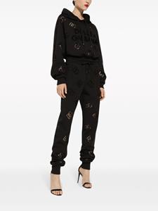 dolce&gabbana Dolce & Gabbana Hoodie van katoenblend met geperforeerd logo - Zwart
