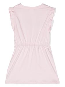 Givenchy Kids rhinestoned ruffled logo-print dress - Roze