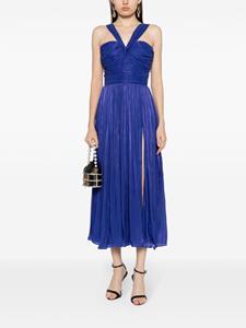 Costarellos halterneck pleated dress - Blauw