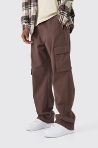 Boohoo Baggy Cargo Broek Met Tailleband, Chocolate