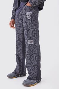 Relaxed Rigid Paisley Gusset Detail Jean, Black