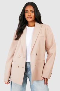 Boohoo Double Breasted Relaxed Fit Tailored Blazer, Camel