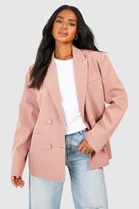 Boohoo Double Breasted Relaxed Fit Tailored Blazer, Rose