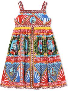 dolce&gabbanakids Dolce & Gabbana Kids Popeline jurk met print - Rood