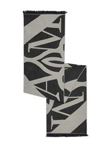 Alexander McQueen logo-print frayed-edge scarf - Zwart