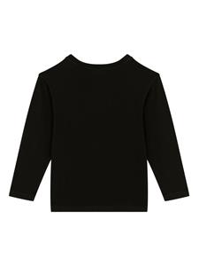 dolce&gabbanakids Dolce & Gabbana Kids Katoenen T-shirt met logopatch - Zwart
