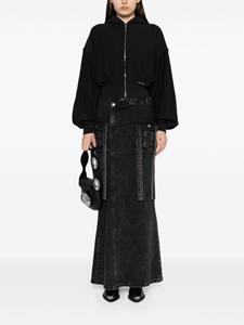 alexanderwang Alexander Wang Fluwelen hoodie met rits en logo-applicatie - Zwart