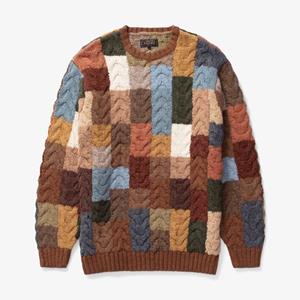 Beams Plus Crew Hand Knit Patchwork