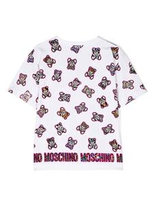 moschinokids Moschino Kids T-shirt met teddybeerprint - Wit