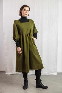 Jyoti Fair Works Damen vegan Kleid Rachana Moosgrün