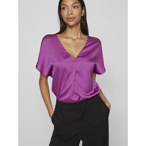 Vila V-Shirt "VIELLETTE V-NECK S/S SATIN TOP - NOOS"