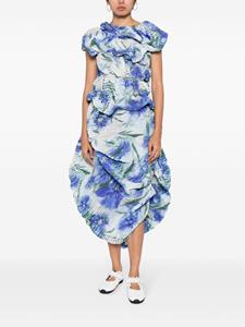 CAROLINE HU floral-print asymmetric midi skirt - Veelkleurig