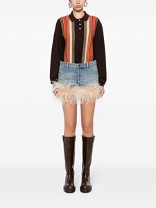 Miu Miu feather-detail denim mini skirt - Blauw