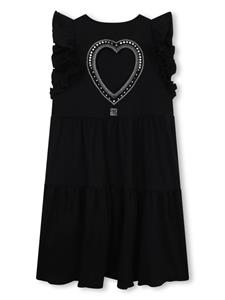 givenchykids Givenchy Kids Gelaagde jurk met logo applicatie van stras - Zwart
