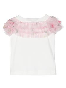 Monnalisa T-shirt met ruches - Wit