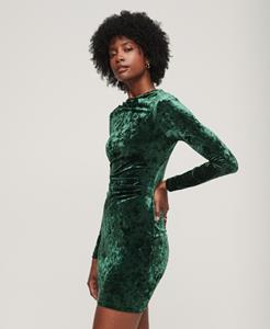 Superdry Vrouwen Fluwelen Mini-jurk met Lange Mouwen Groen
