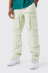 Boohoo Straight Leg Multi Cargo Ripstop Trouser With Tonal Branding, Sage