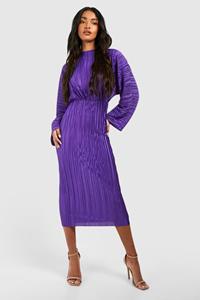 Boohoo Plisse Batwing Midaxi Dress, Purple