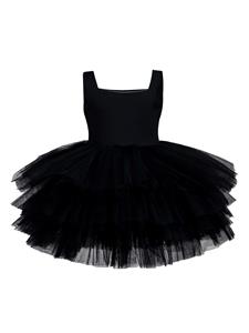 mimitutu Mimi Tutu Jurk met vierkante hals - Zwart