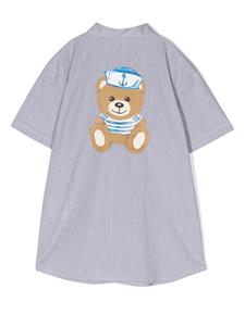 Moschino Kids Shirt met logopatch - Blauw