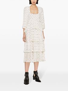 GANNI Midi-jurk met monogramprint - Beige