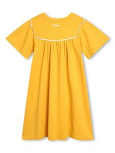 chloékids Chloé Kids Jurk van biologisch katoen met logoprint - Geel