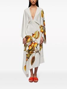 Ferragamo Asymmetrische midi-jurk met botanische print - Wit