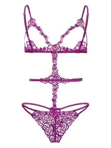 fleurdumal Fleur Du Mal Fleur guipure body - Paars