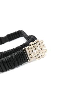 SANDRO ruched-detailing elasticated leather belt - Zwart