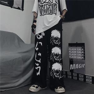 Tekens Mode Japans Patroon Hip Hop Wijde Pijpen Broek Vrouwen Mannen Casual Streetwear Elastische Taille Jogger Broek