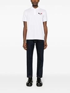 Moncler logo-patch piqué-weave polo shirt - Wit