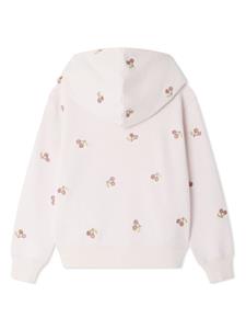 Bonpoint Hoodie met geborduurde kers - Beige